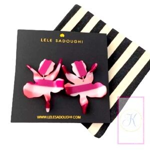 LELE SADOUGHI Burgundy Stripe Pink Paper Lilly Flower Studs Acetate 💐